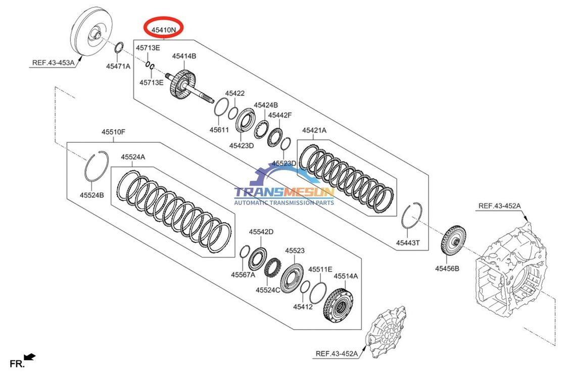 Gebruikte 454143F800 automatische transmissie reparatie kit Retainer Assembly-35R Clutch A6MF2-2 voor Kia Sorento 2.0L